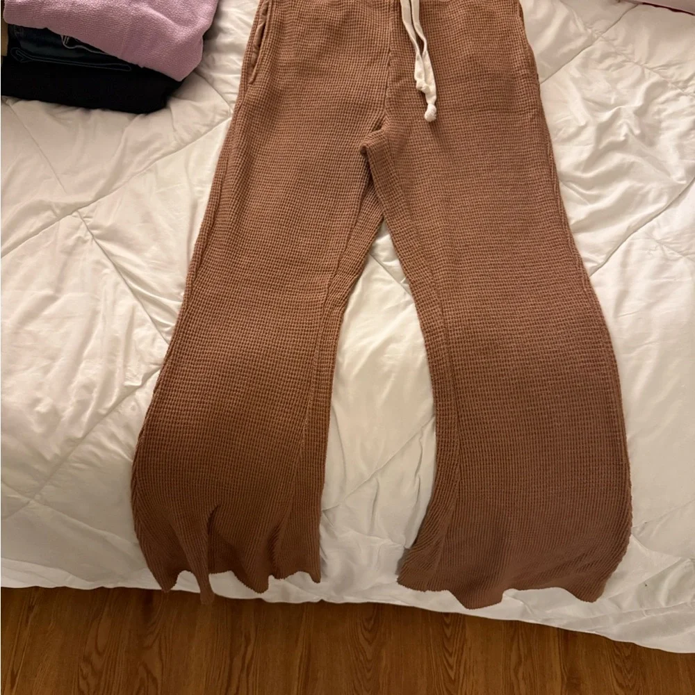 American Eagle Outfitters Brown Knit Flare Pants - Picture 1 of 4